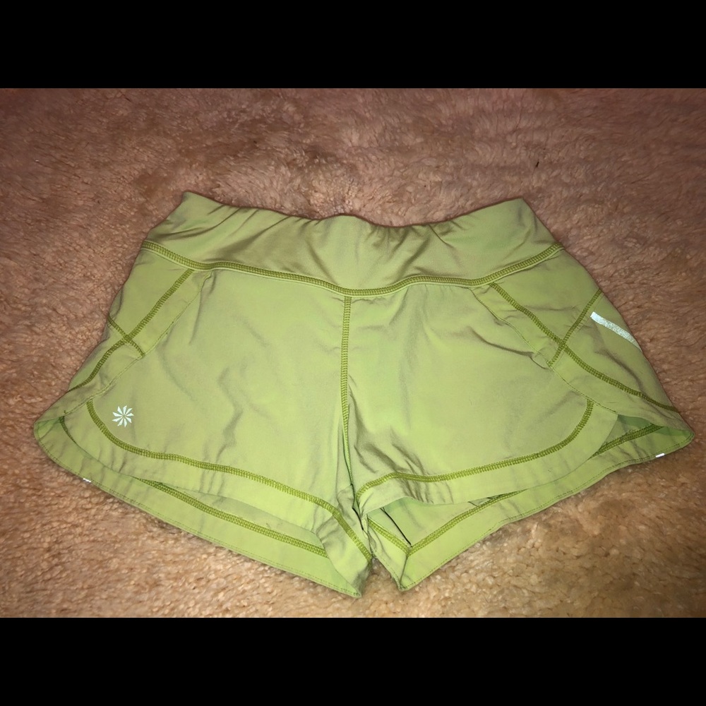 Athleta run with it shorts xxs light green